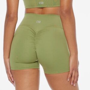 Crop Shop Boutique - Serenity Scrunch Crossover Shorts 4" - Matcha Size M